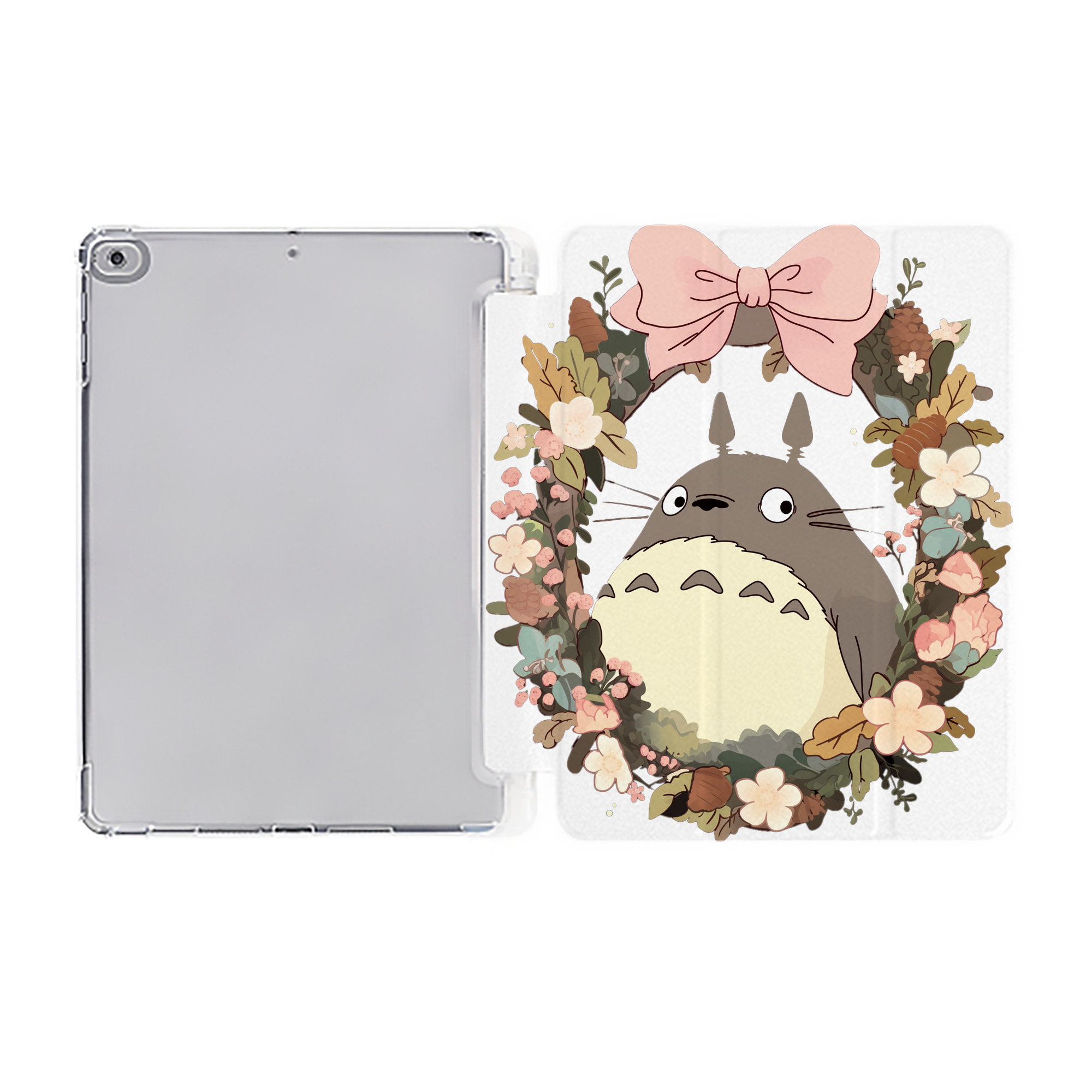 （画像用） となりのトトロ 草壁メイ 草壁サツキ My Neighbor Totoro Satsuki Kusakabe Mei Kusakabe IPad ケース ペン収納付き 三つ折りスタンド PUレザー×シリコン 対応機種9.5/10.5/10.9インチ